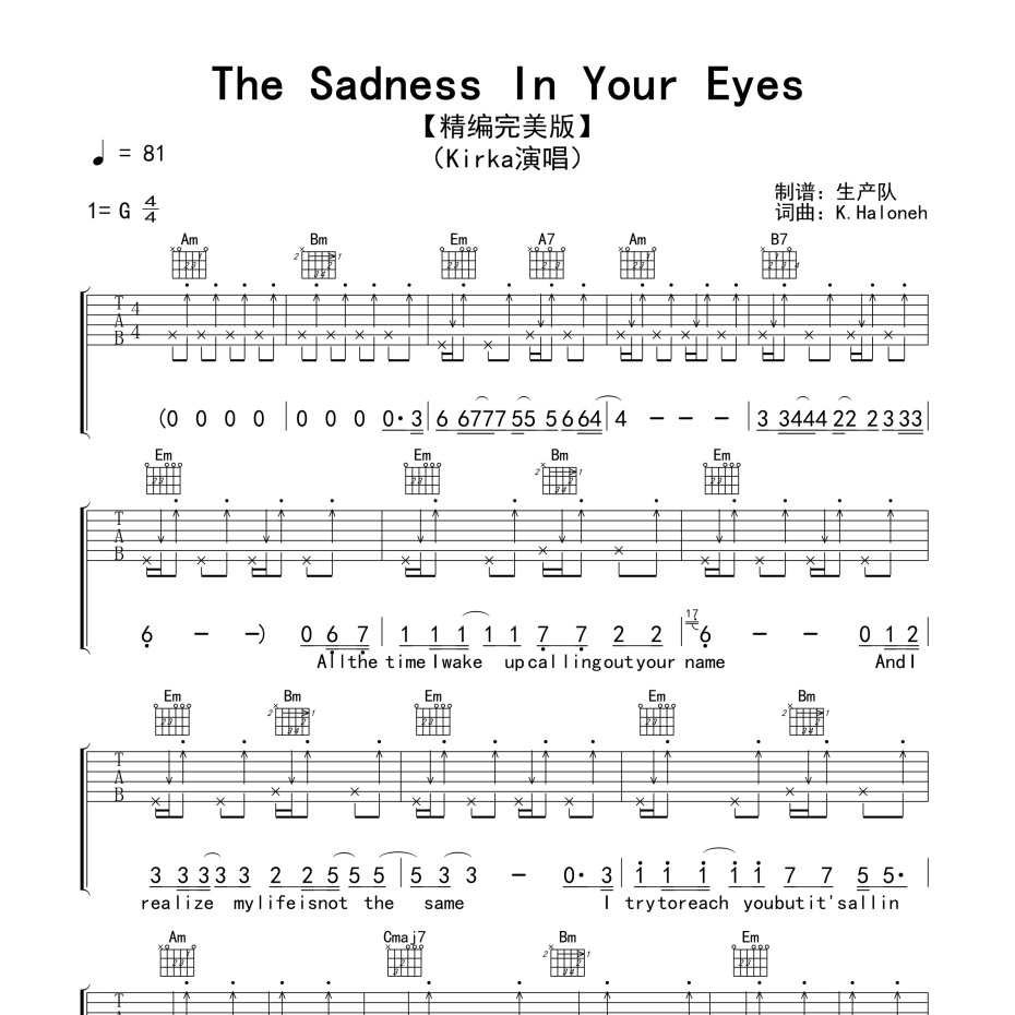 The Sadness In Your Eyes吉他谱