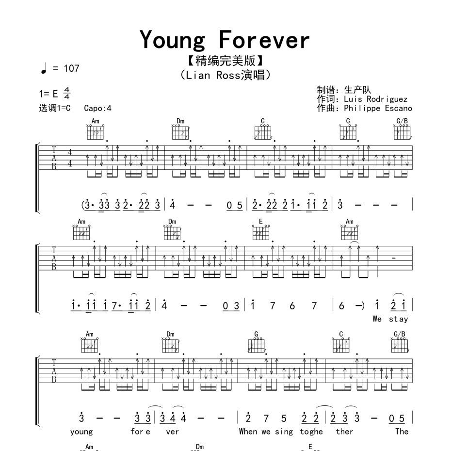 Young Forever吉他谱