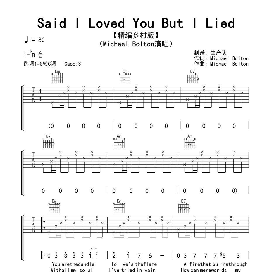 Said I Loved You But I Lied吉他谱
