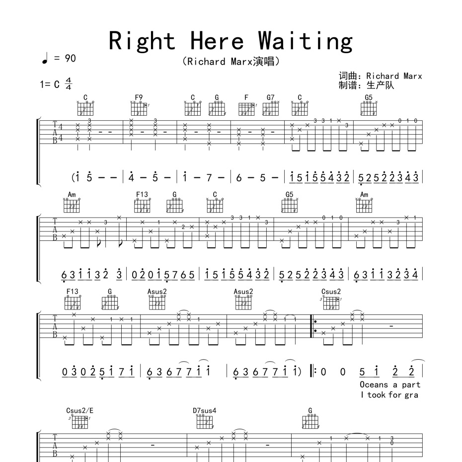 Right Here Waiting吉他谱
