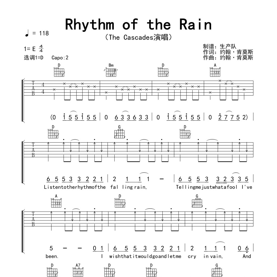 Rhythm of the Rain吉他谱