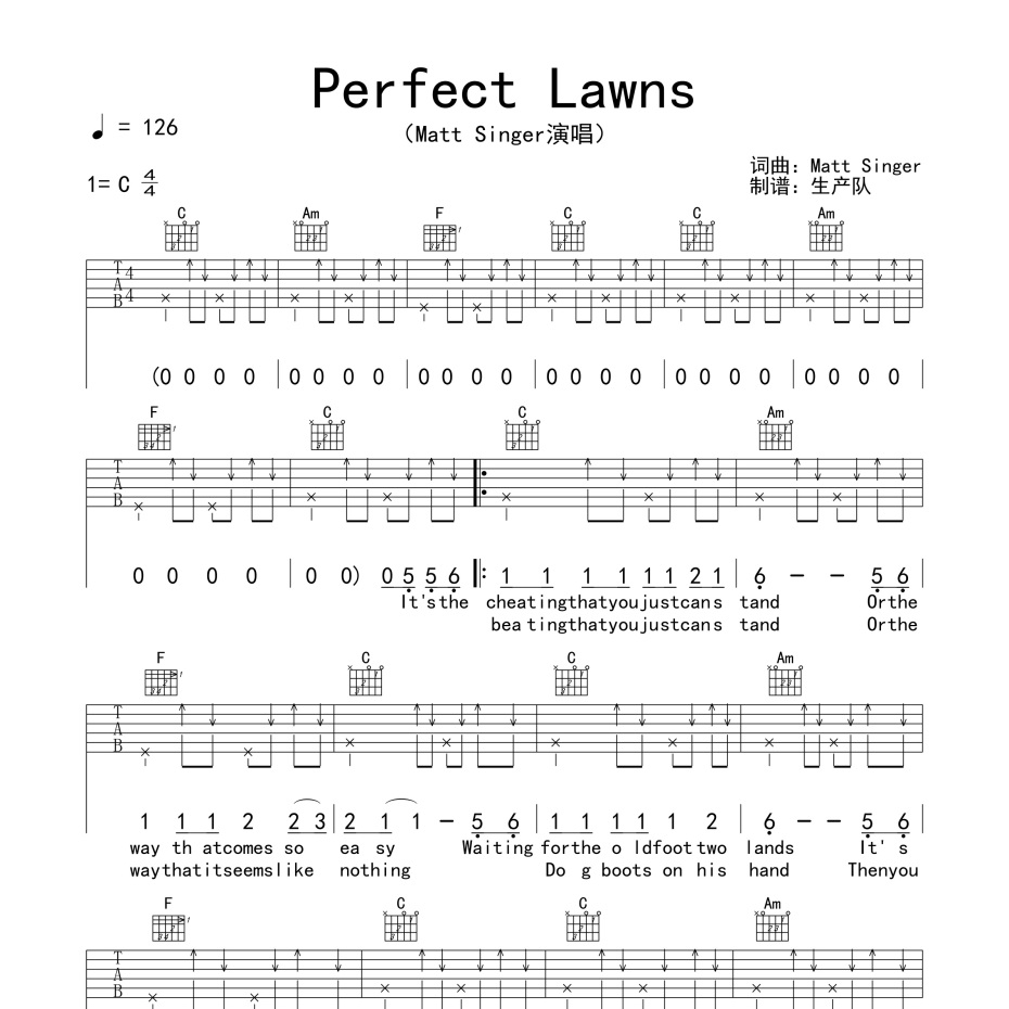 Perfect Lawns吉他谱