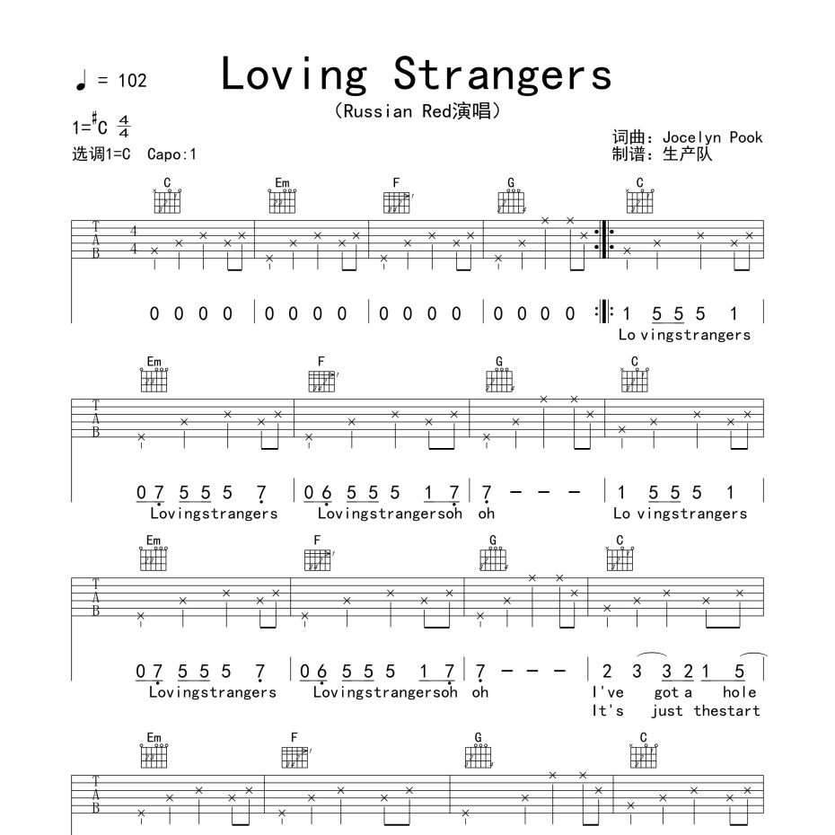 Loving Strangers吉他谱