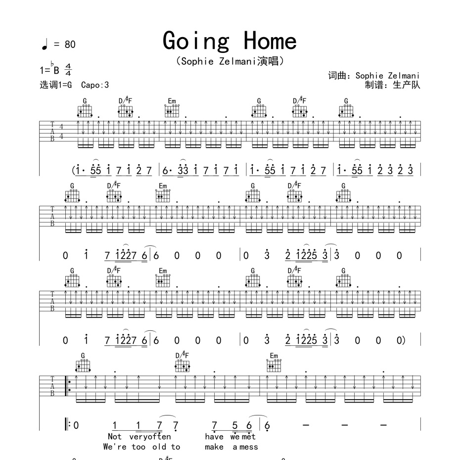 Going Home吉他谱
