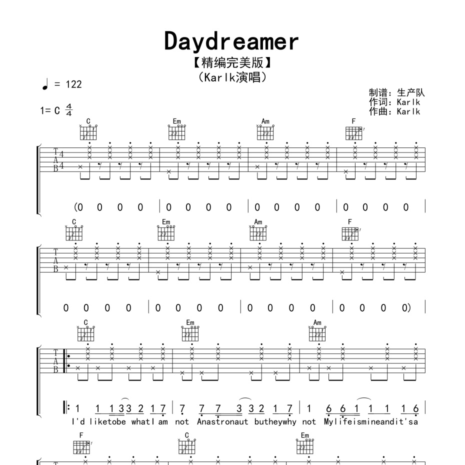 Daydreamer吉他谱