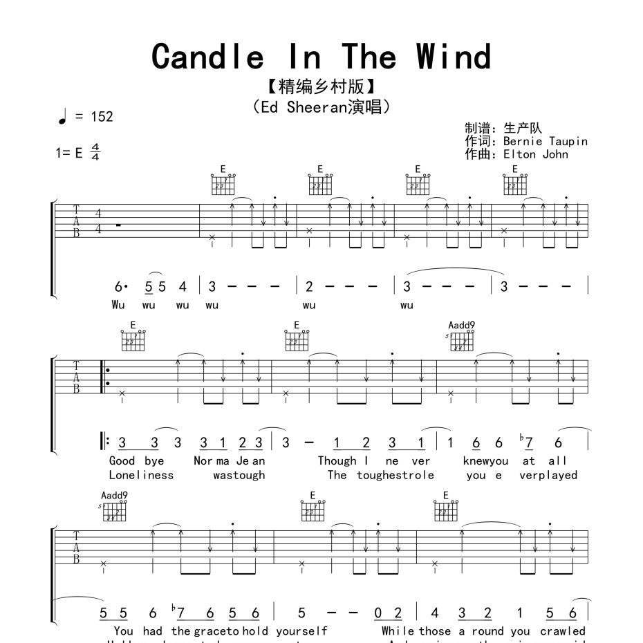 Candle In The Wind吉他谱