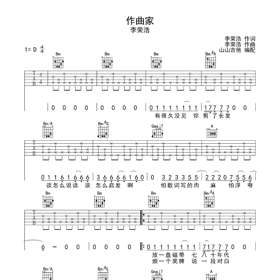 作曲家吉他谱