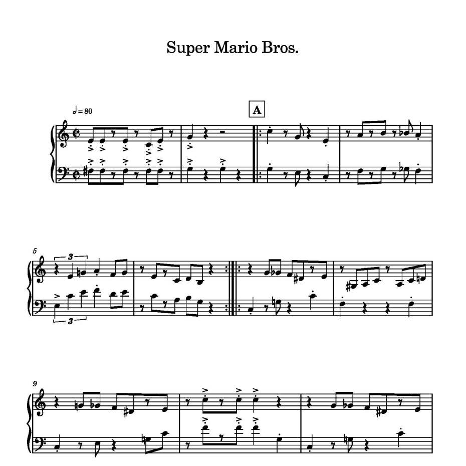Super Mario Bros.钢琴谱