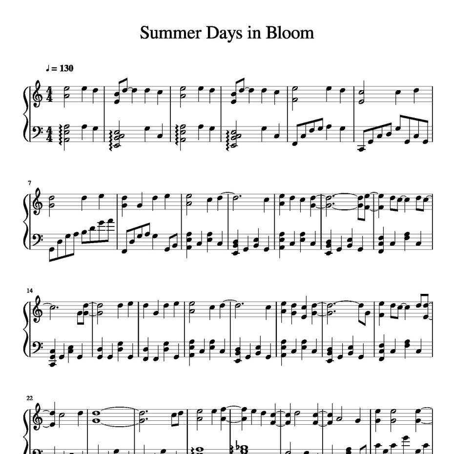 Summer days in bloom钢琴谱