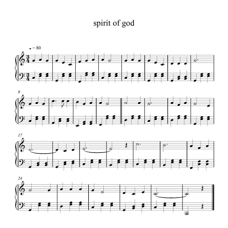 spirit of god钢琴谱