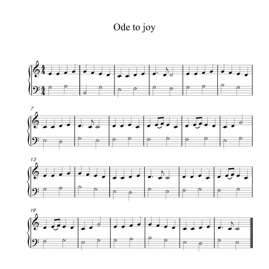 Ode to joy钢琴谱