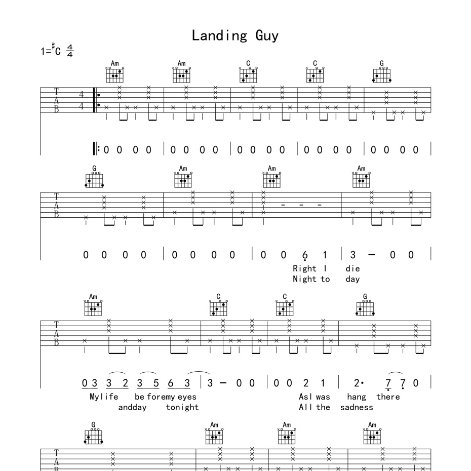 Landing Guy吉他谱