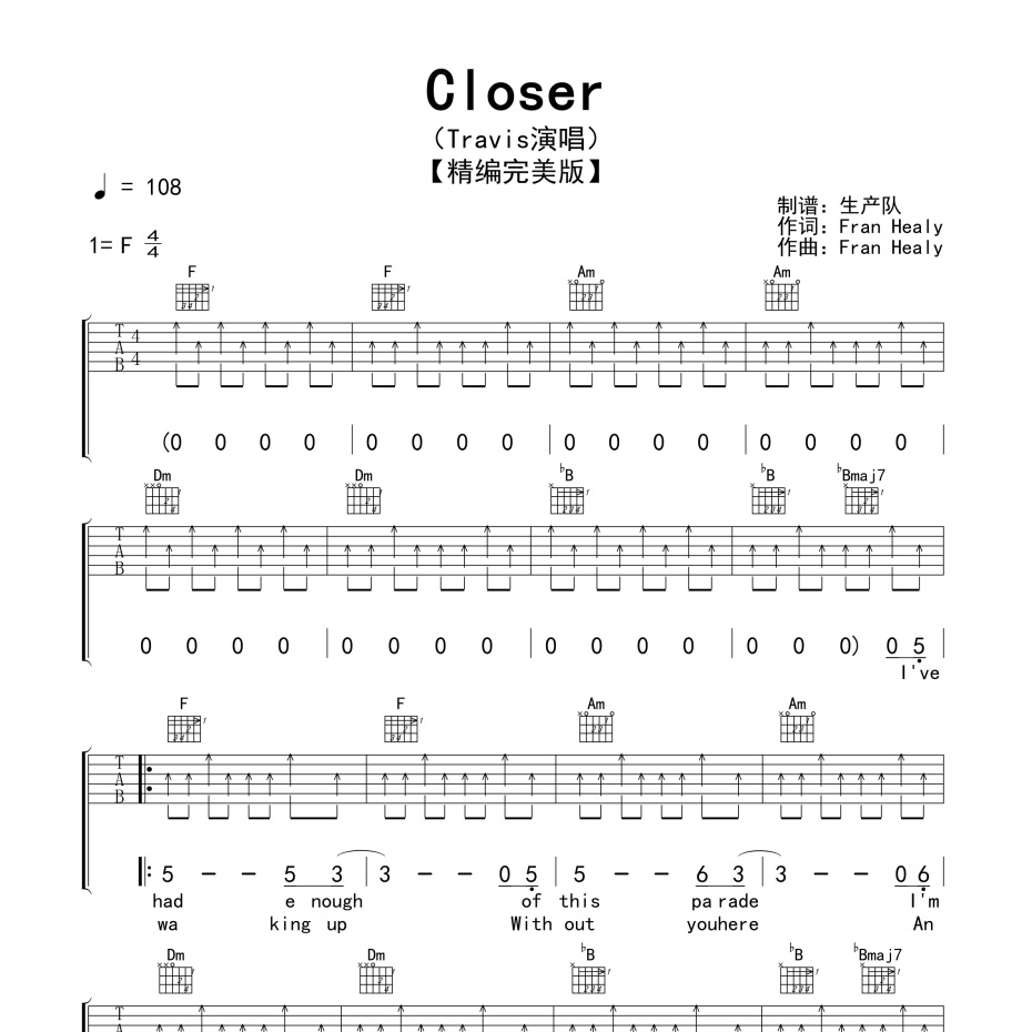 Closer吉他谱