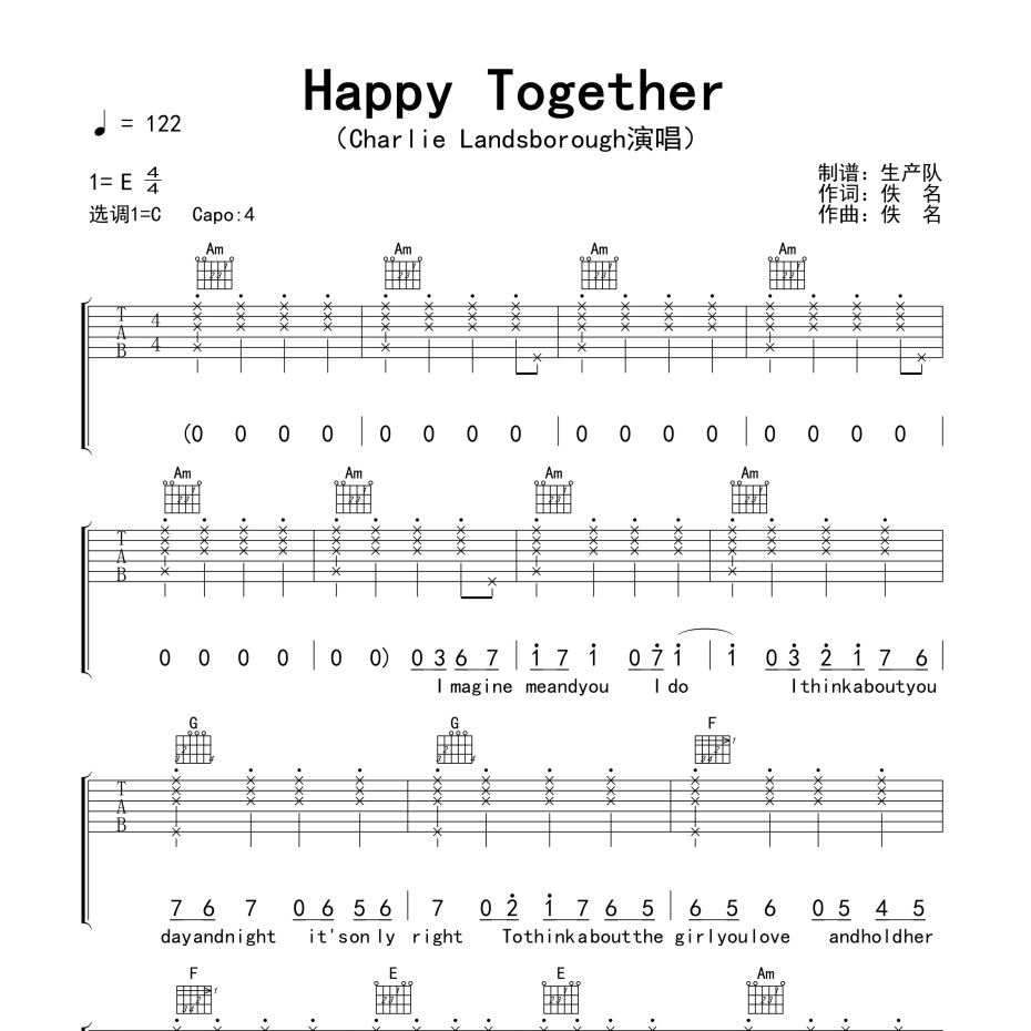 Happy Together吉他谱