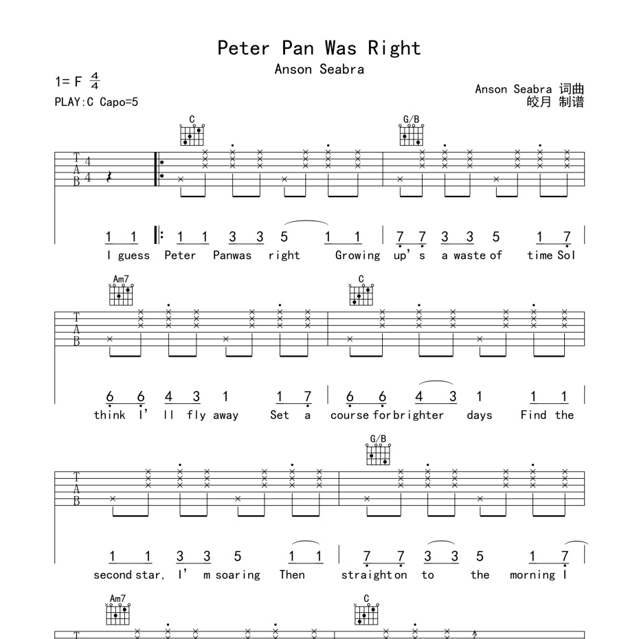 Peter Pan Was Right吉他谱