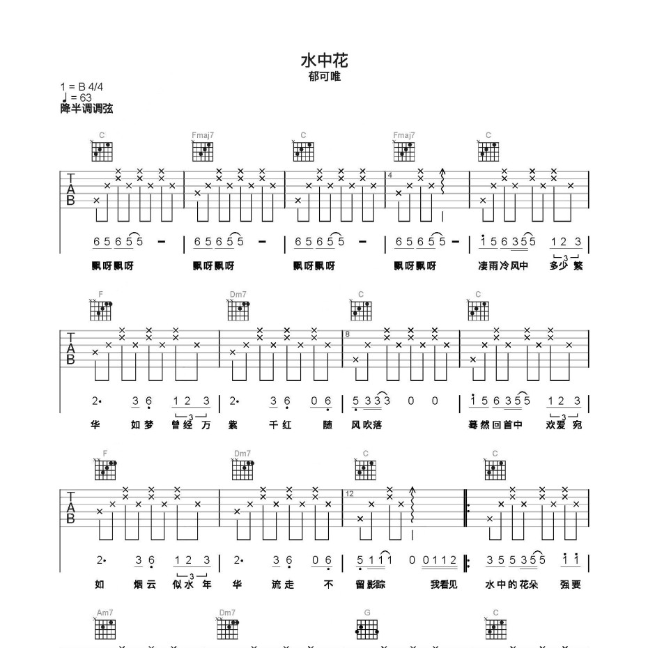 水中花吉他谱