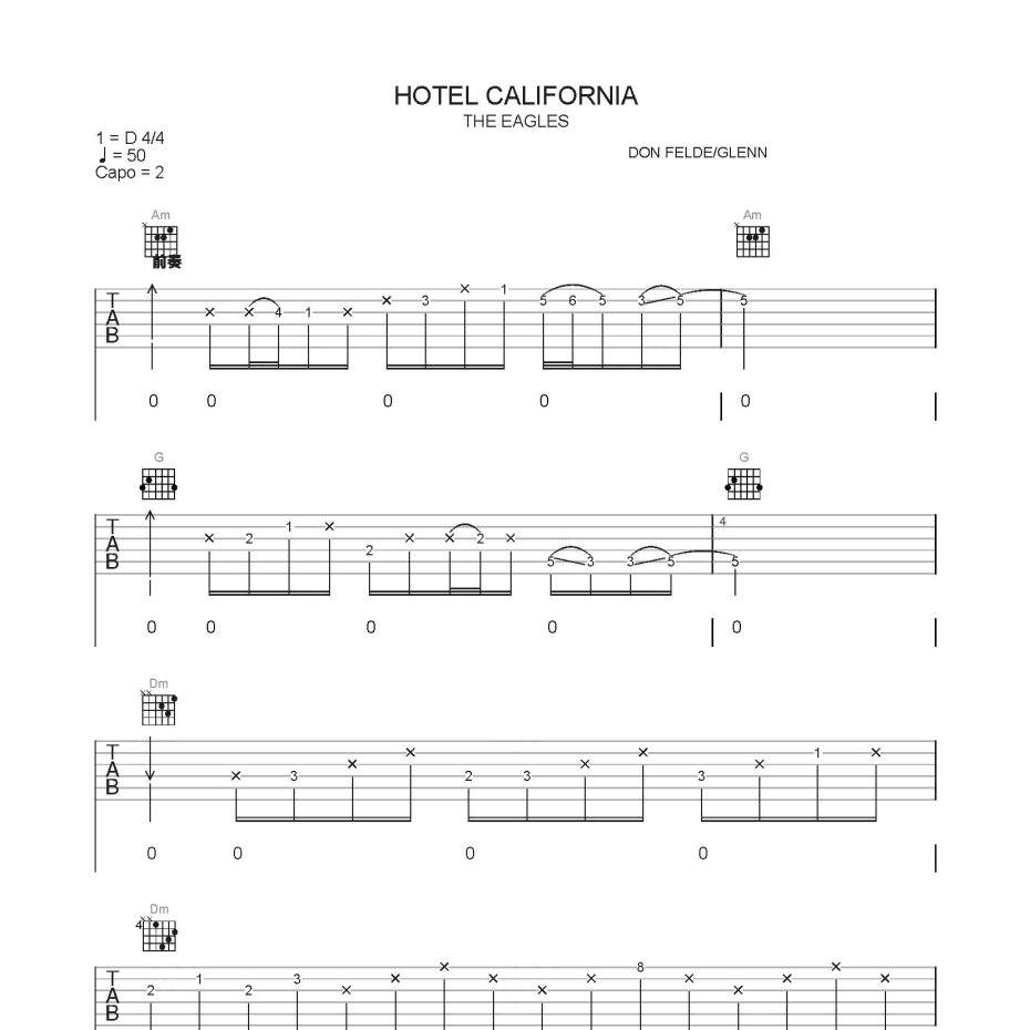 Hotel Calfornia吉他谱