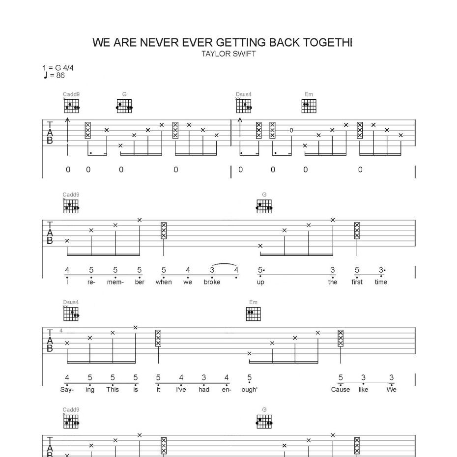 We Are Never Every Getting Back Togethi吉他谱