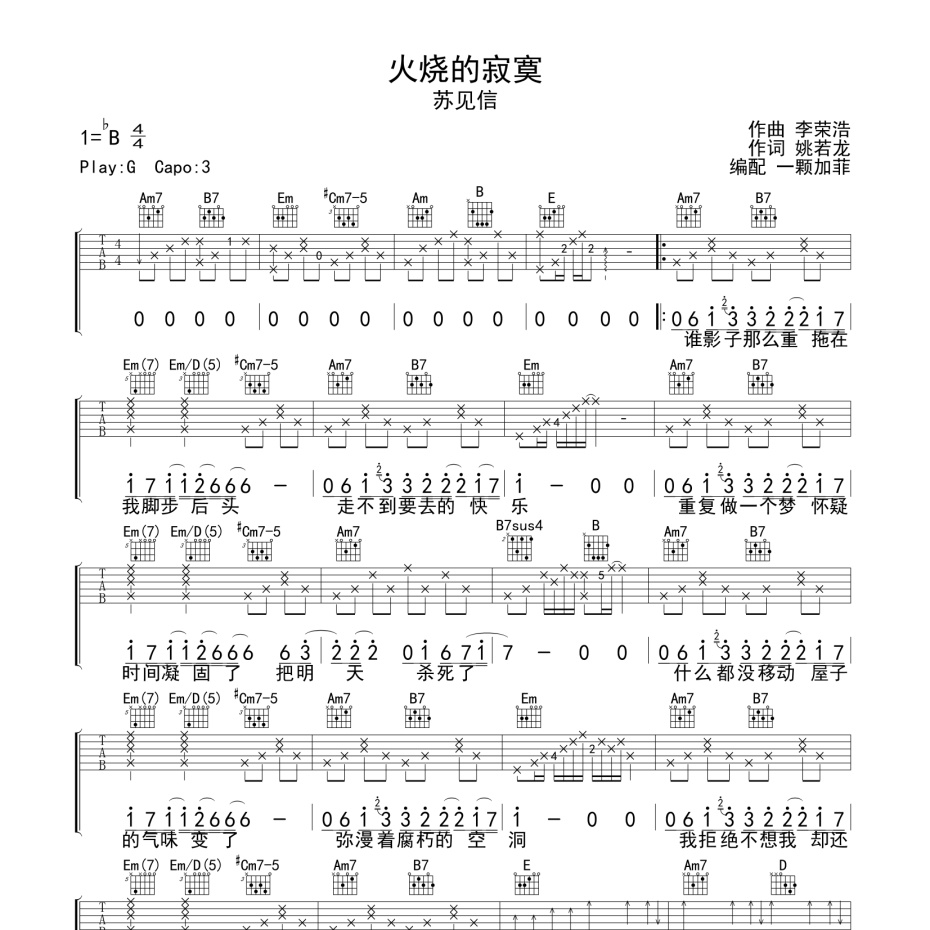 火烧的寂寞吉他谱