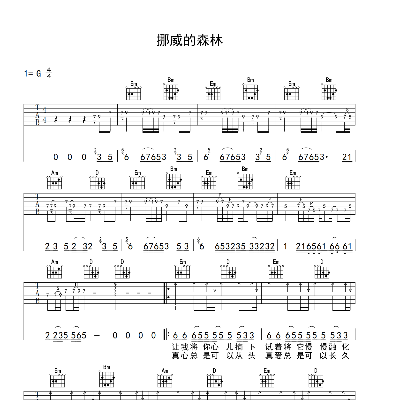 挪威的森林吉他谱