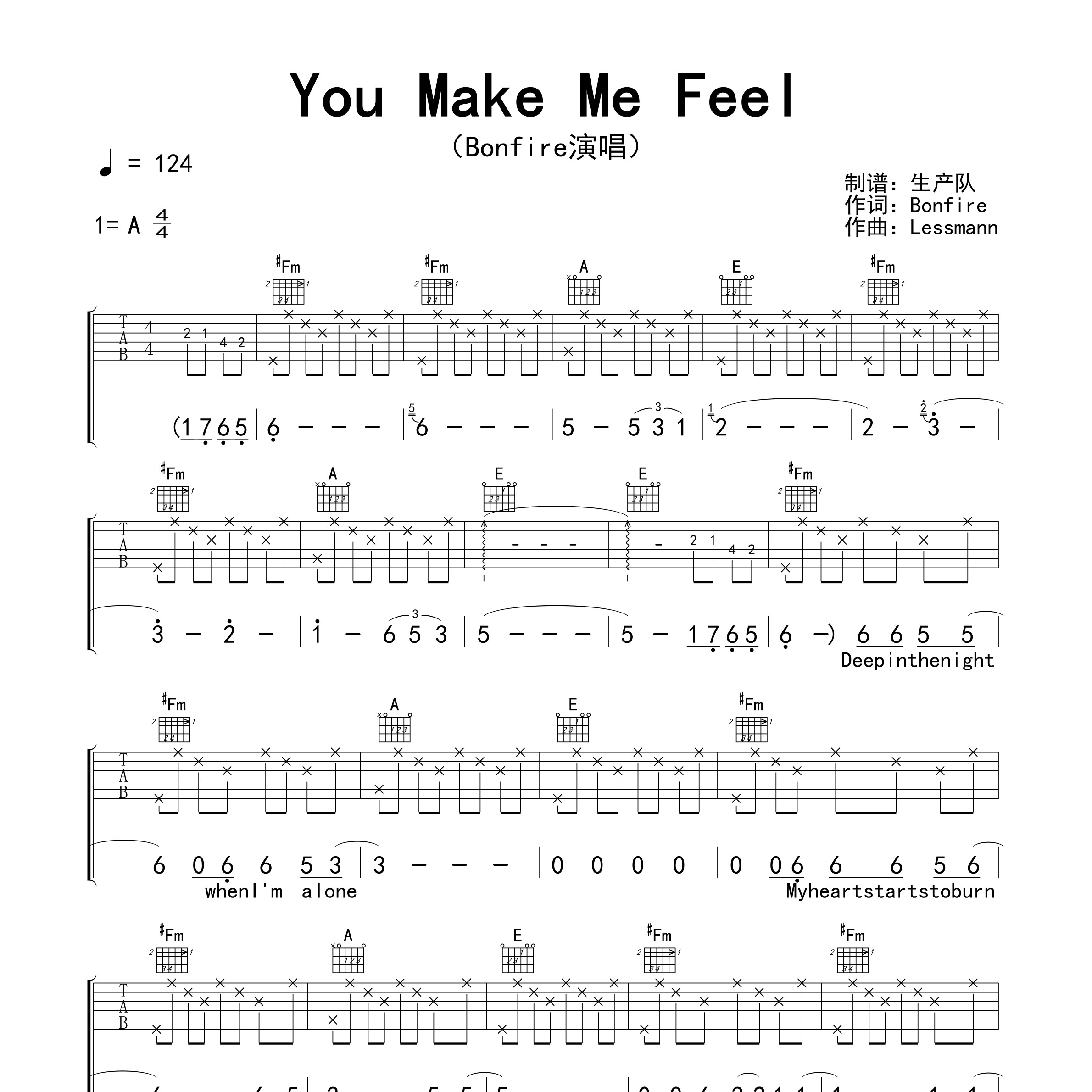 You Make Me Feel吉他谱