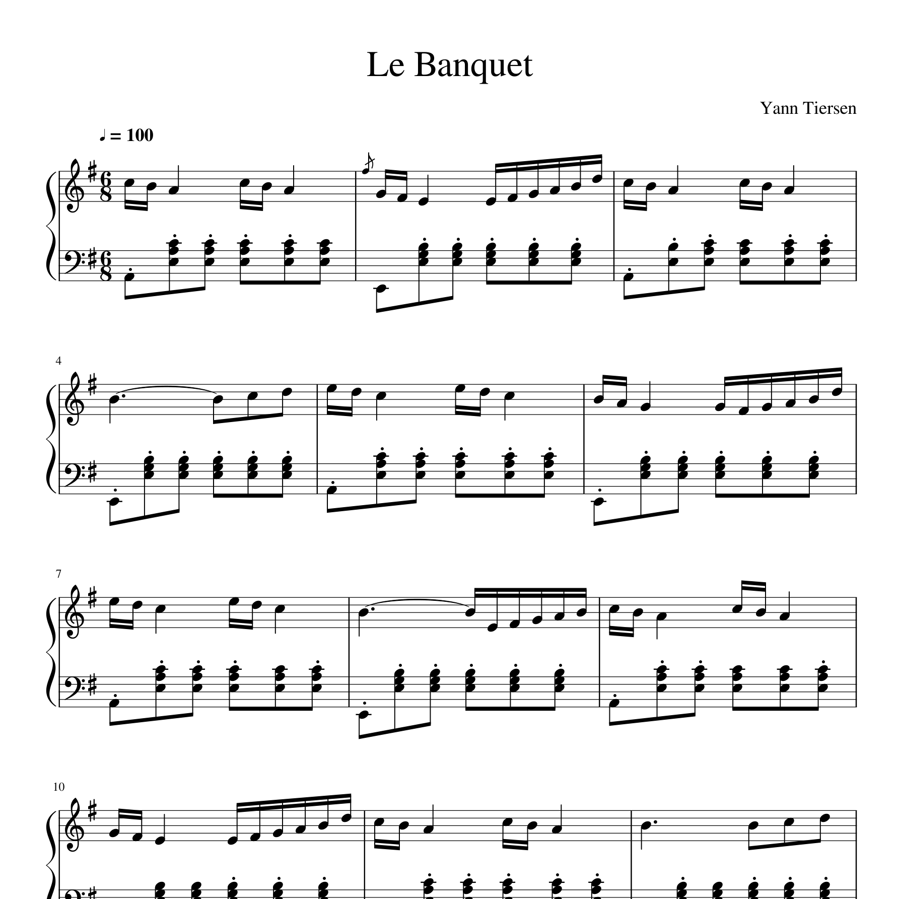 Le Banquet钢琴谱