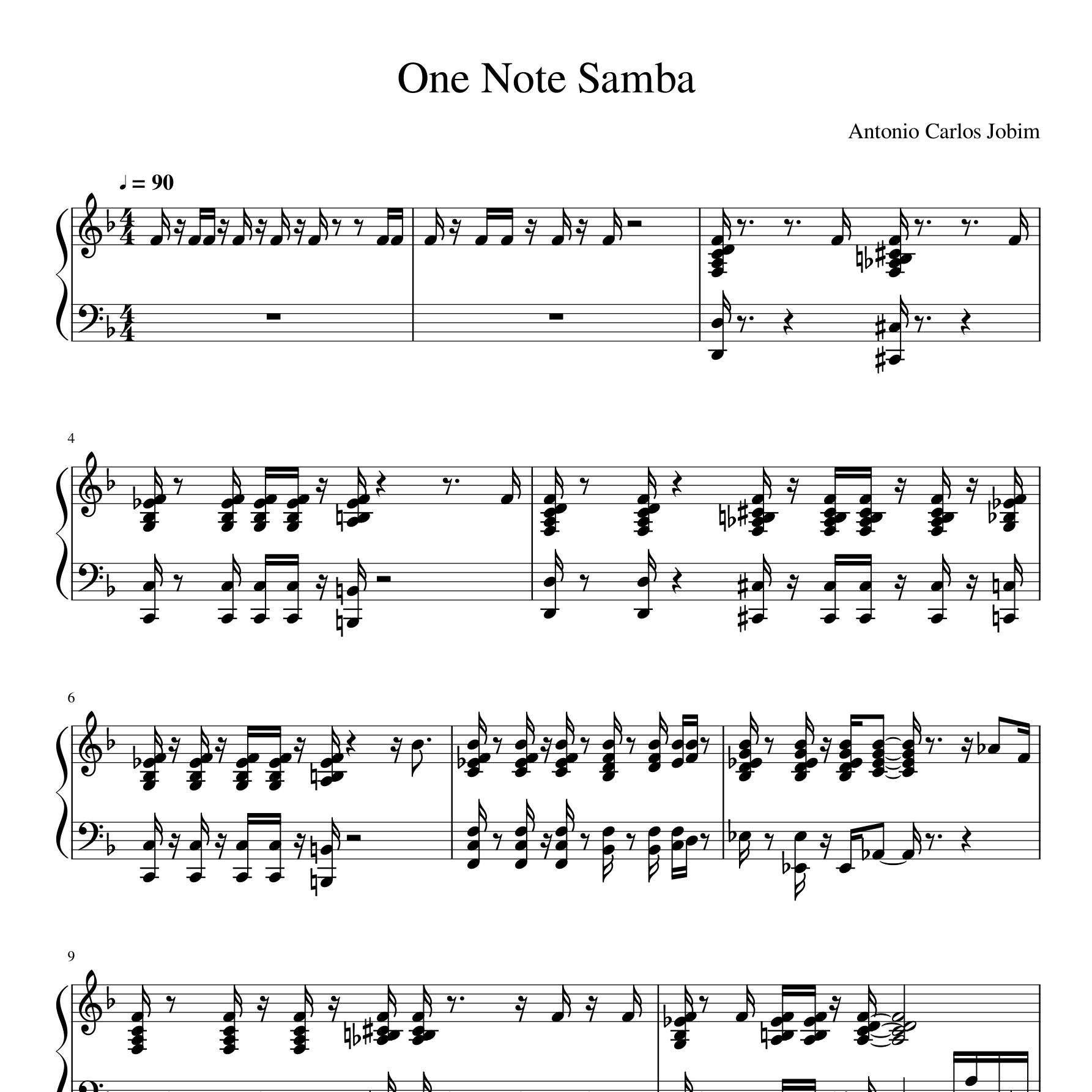 one note samba钢琴谱