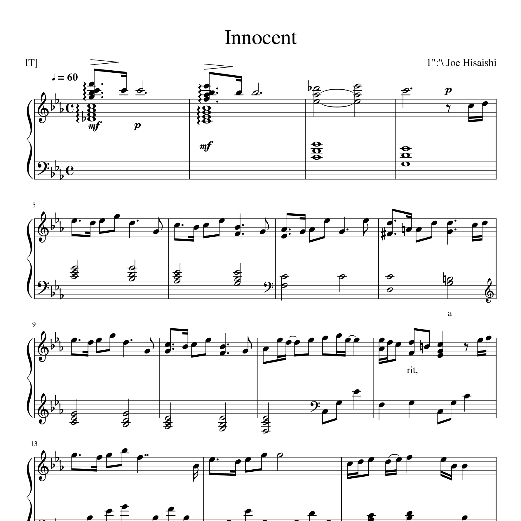 Innocent（原版）钢琴谱
