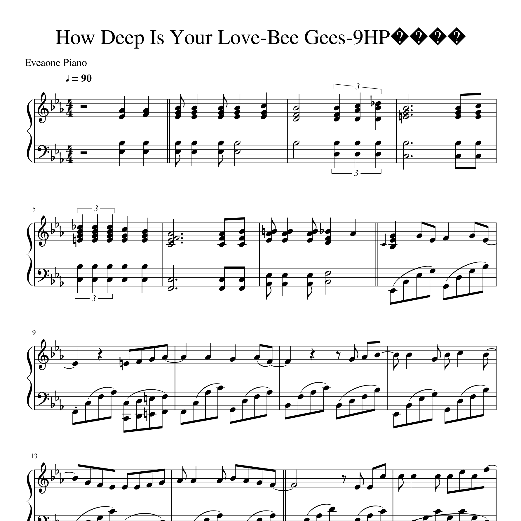 How Deep Is Your Love钢琴谱