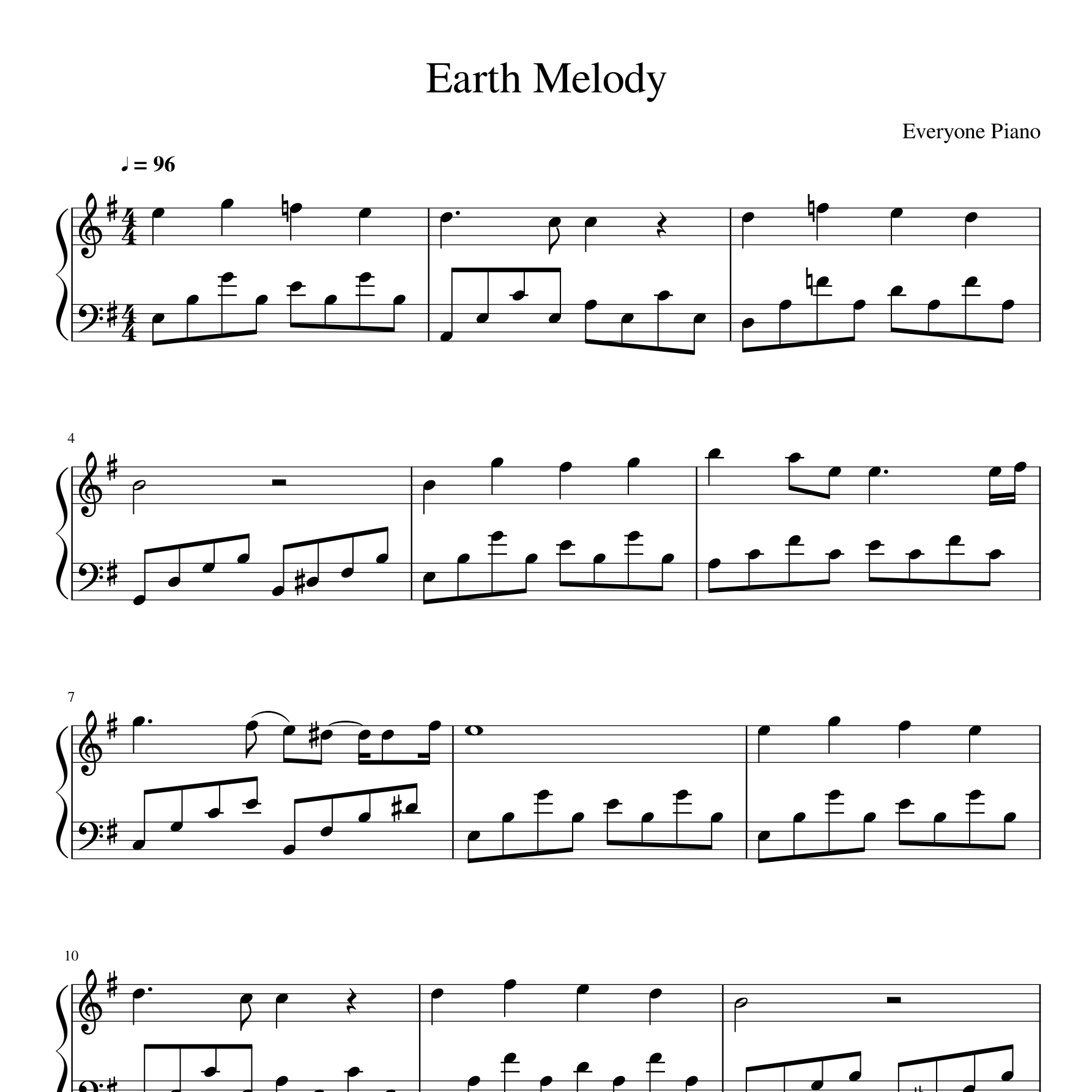 Earth Melody钢琴谱