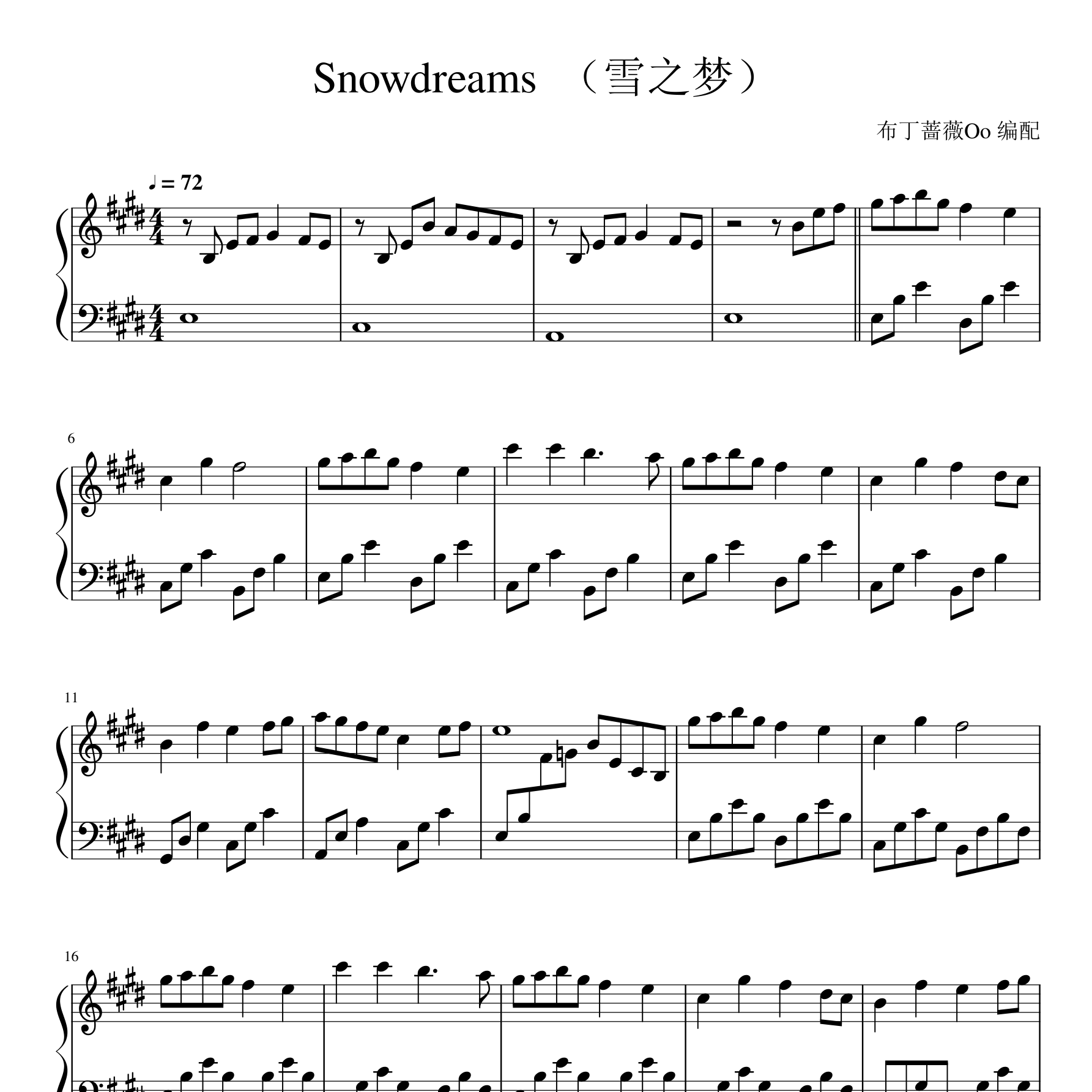 Snowdreams钢琴谱
