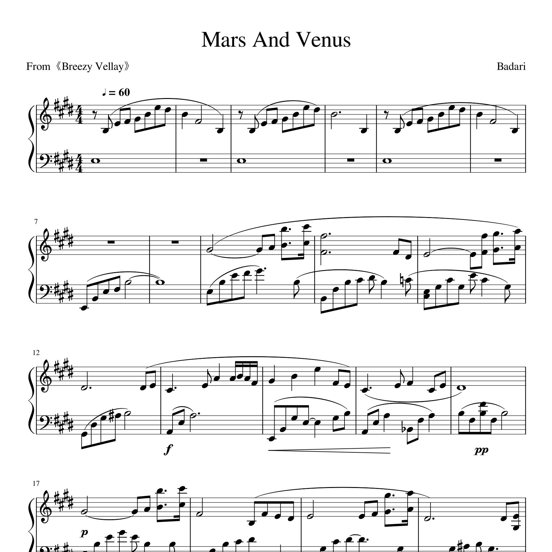 Mars and venus钢琴谱