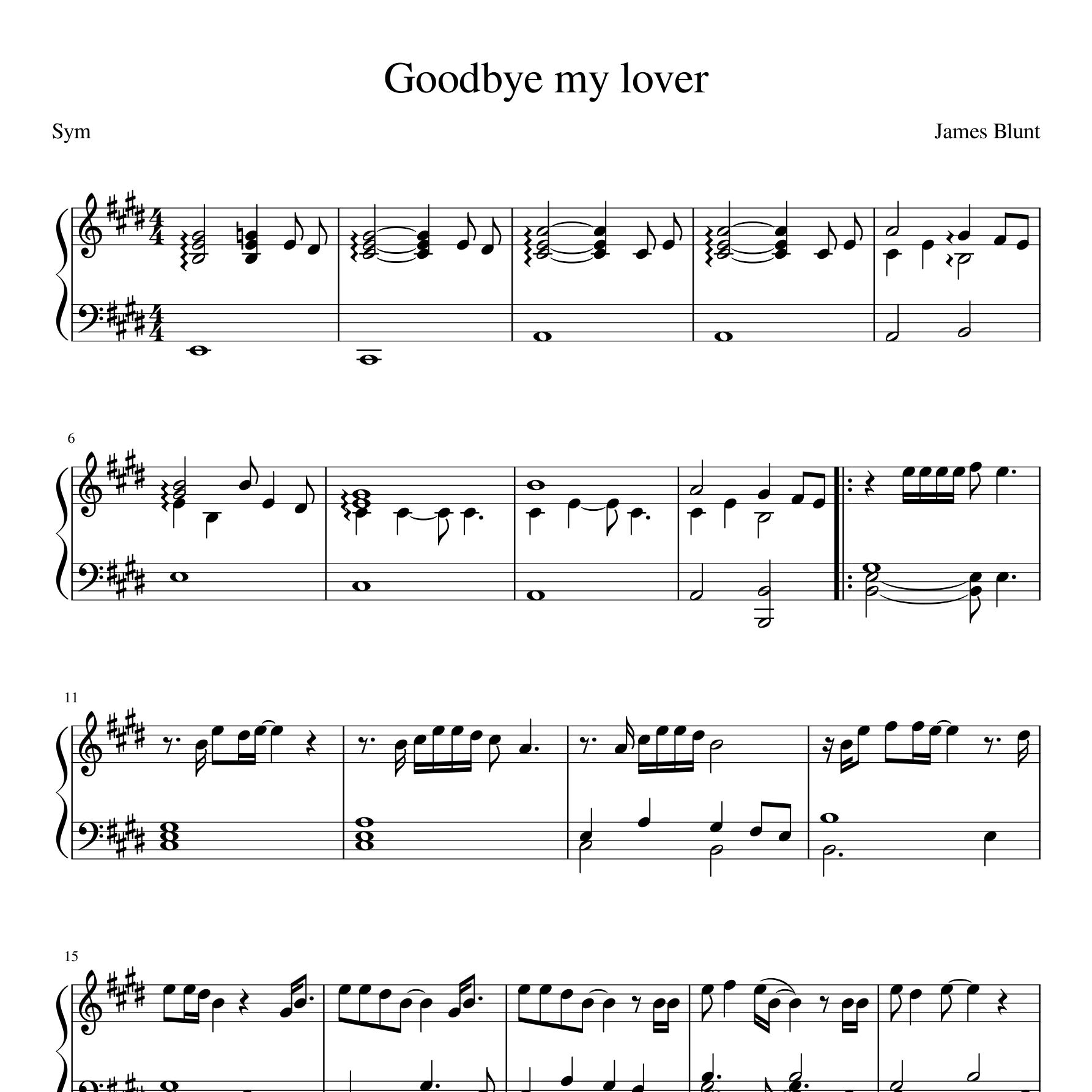 Goodbye My Lover钢琴谱