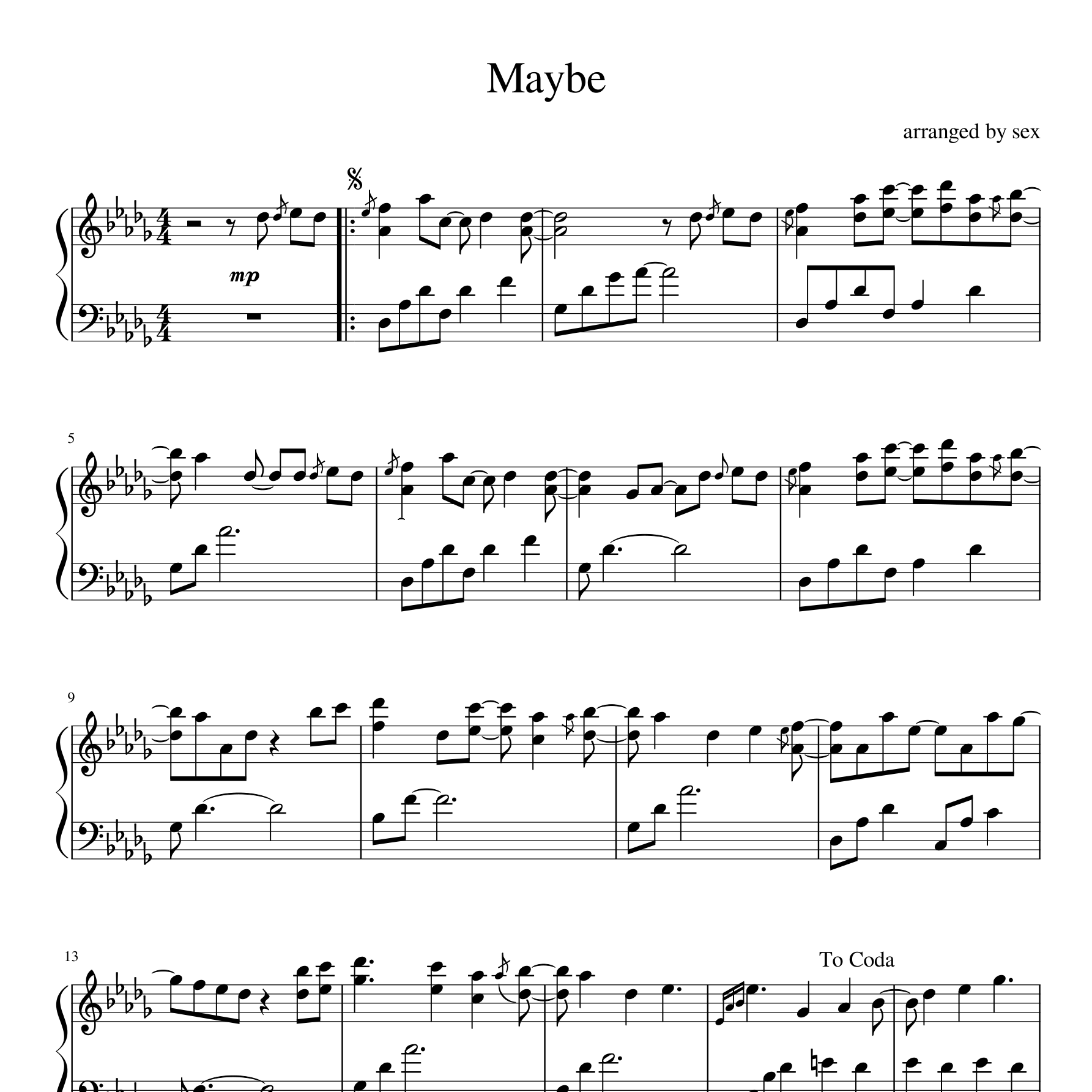 Maybe钢琴谱