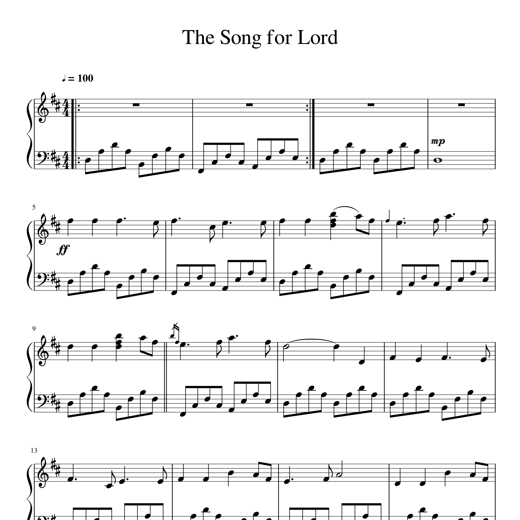 The Song for Lord钢琴谱