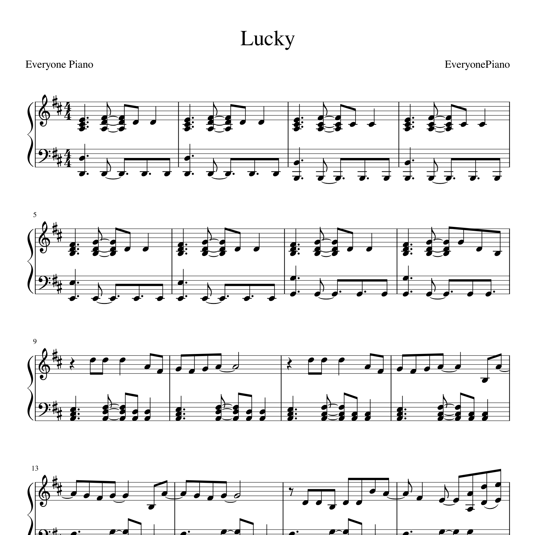 Lucky钢琴谱