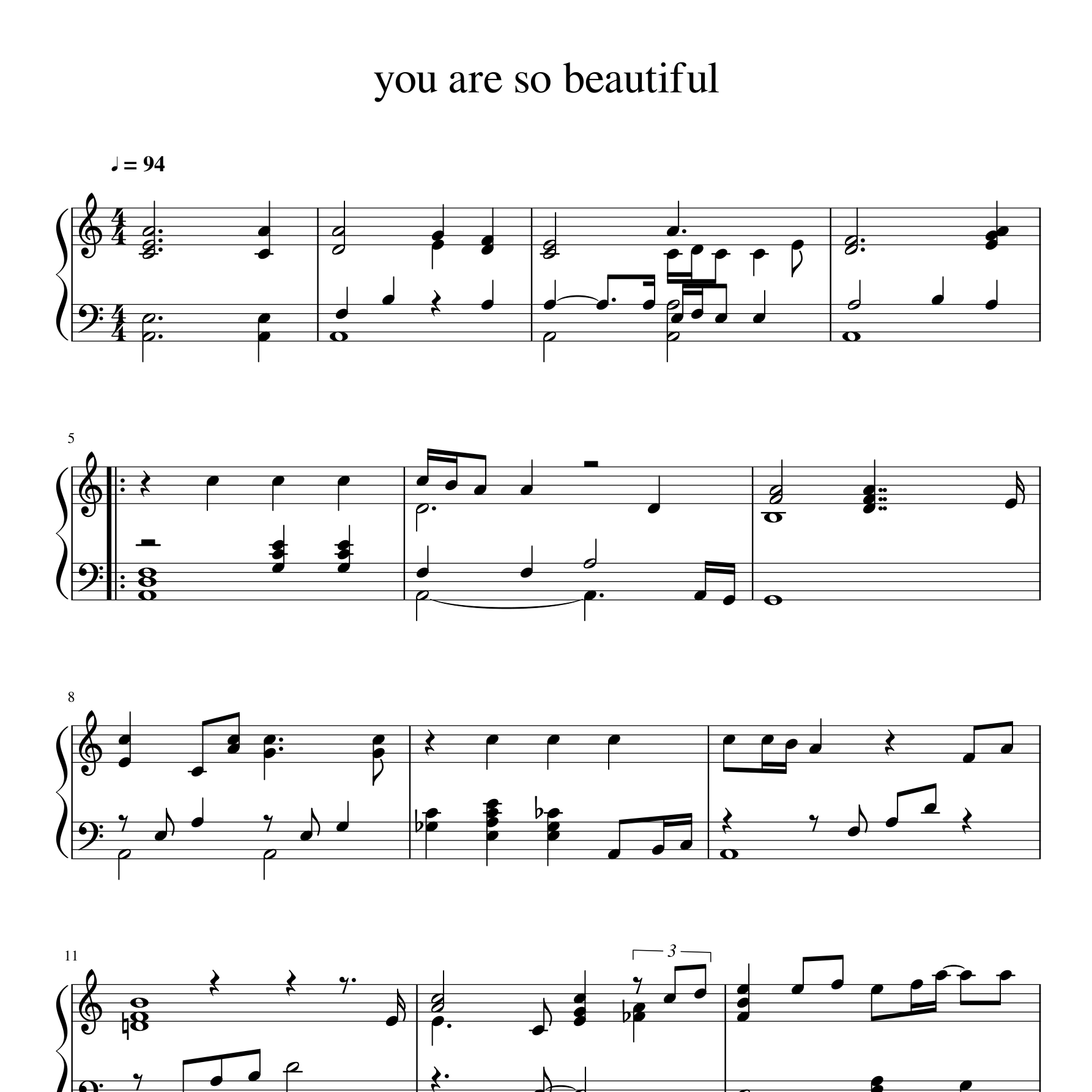 you are so beautiful钢琴谱