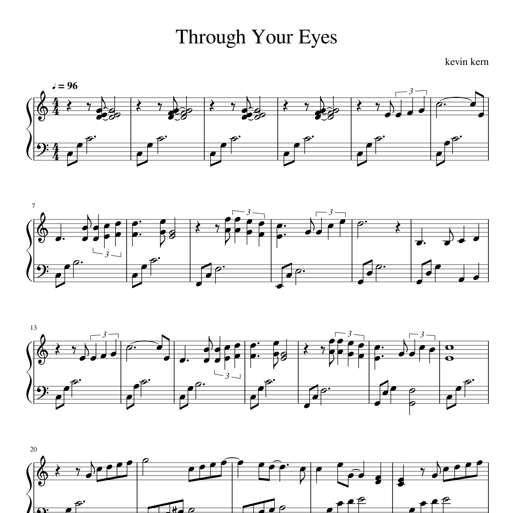 Through Your Eyes钢琴谱