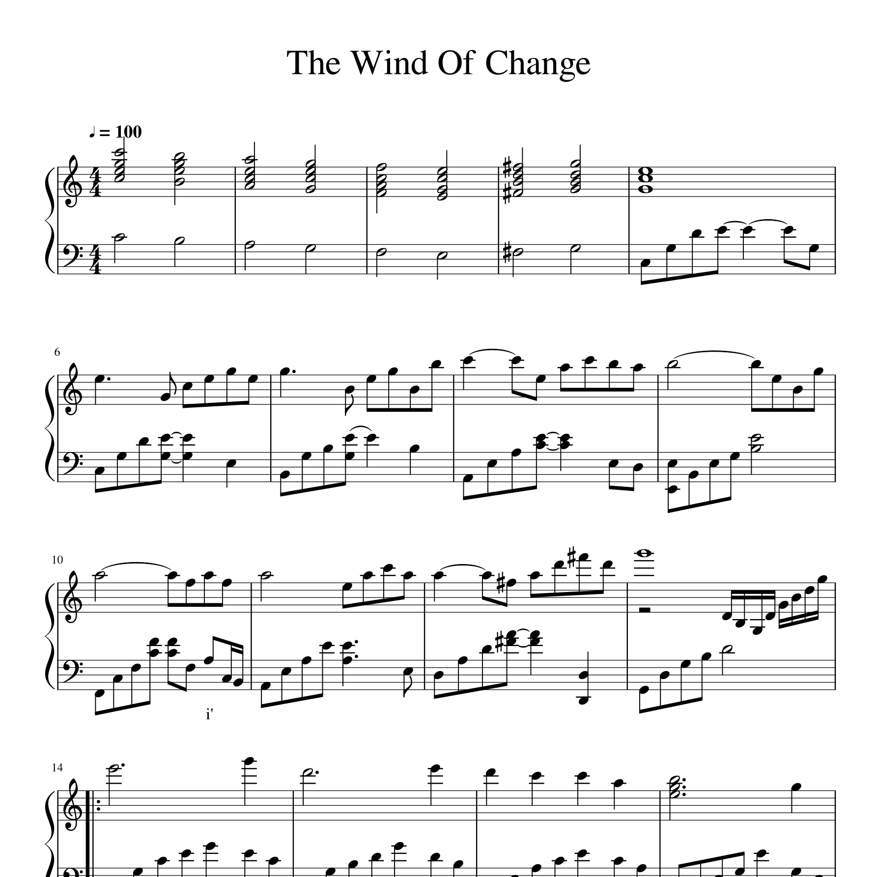 The Wind Of Change钢琴谱
