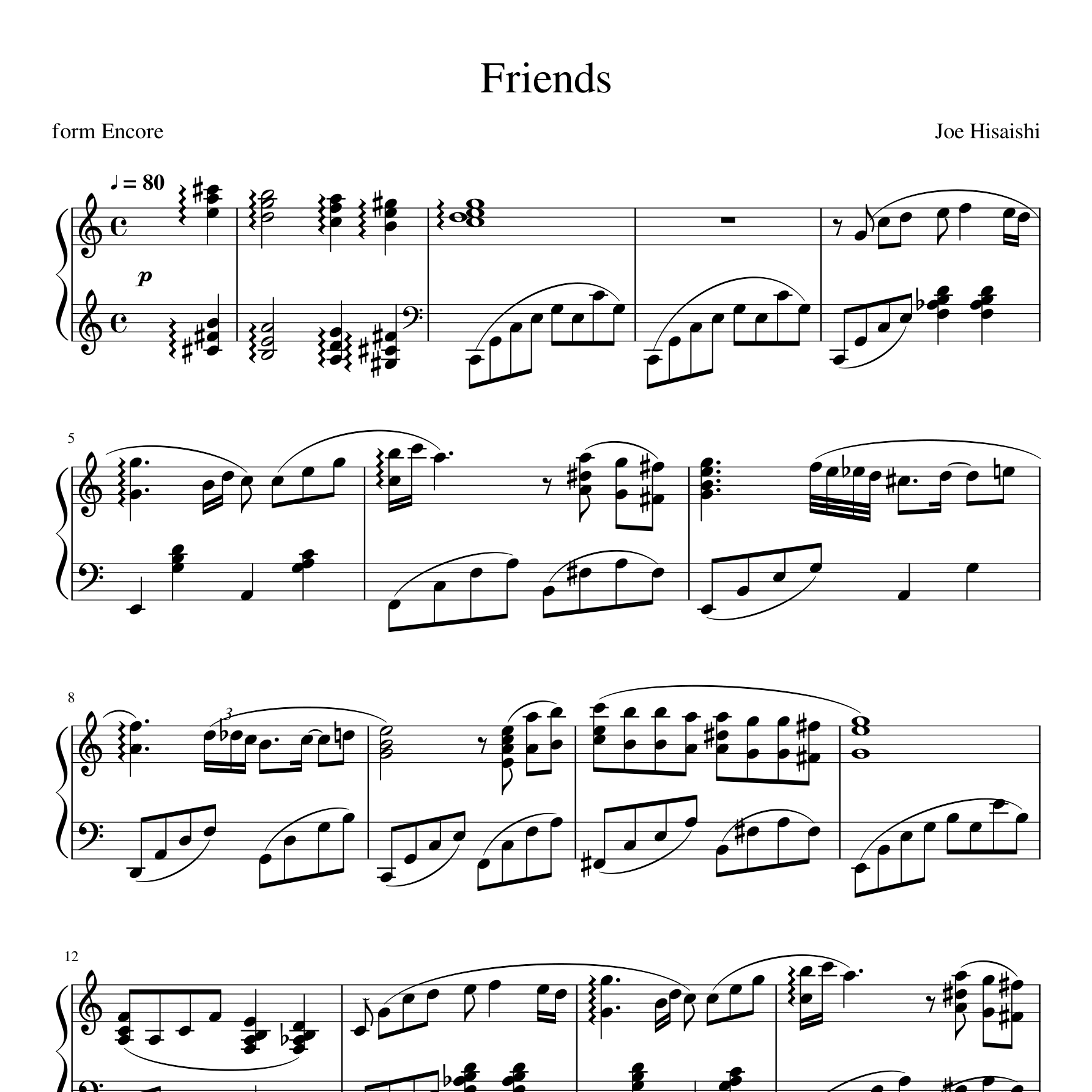 Friends钢琴谱