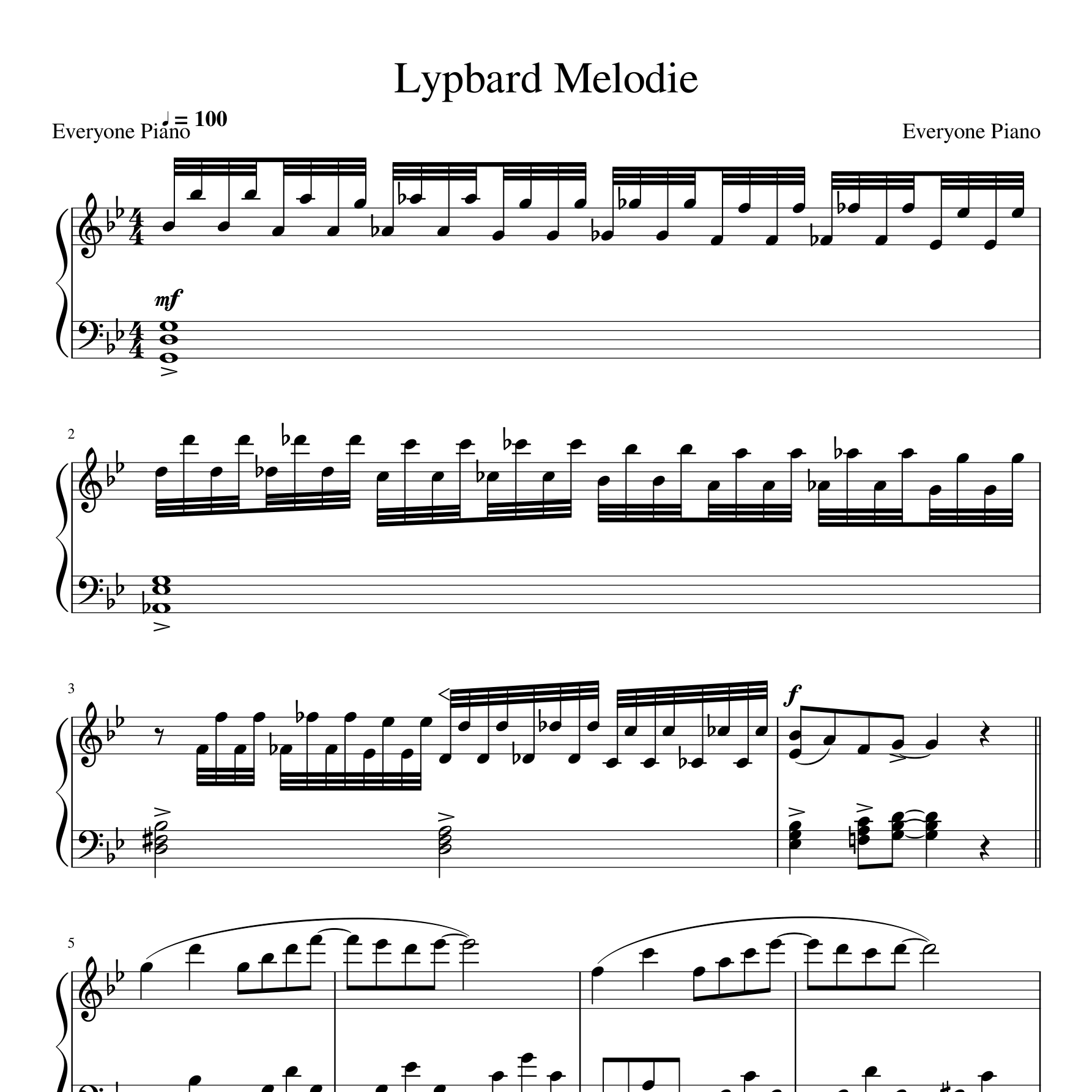 Lyphard Melody钢琴谱