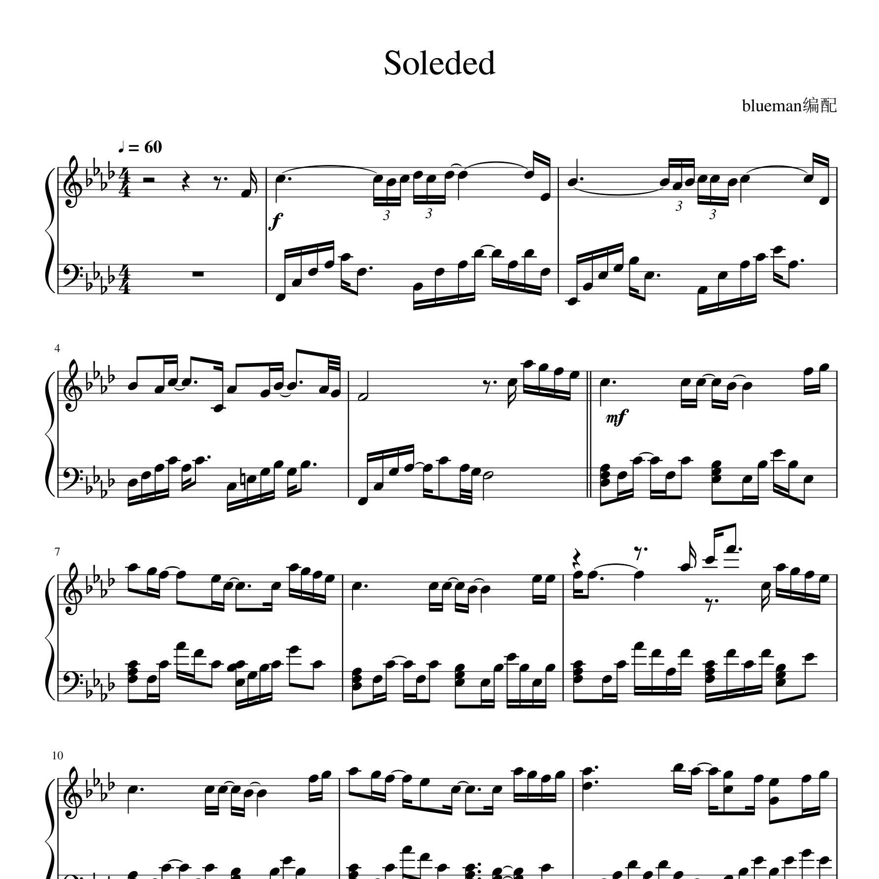 soledad钢琴谱