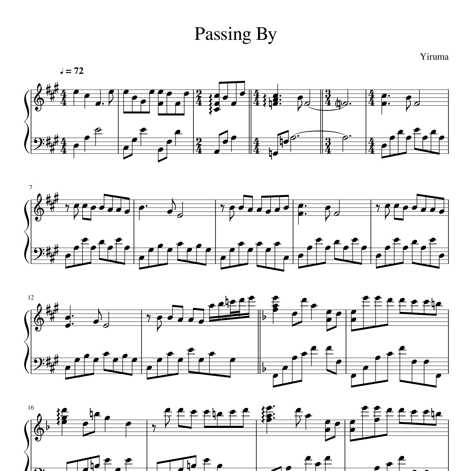Passing BY钢琴谱