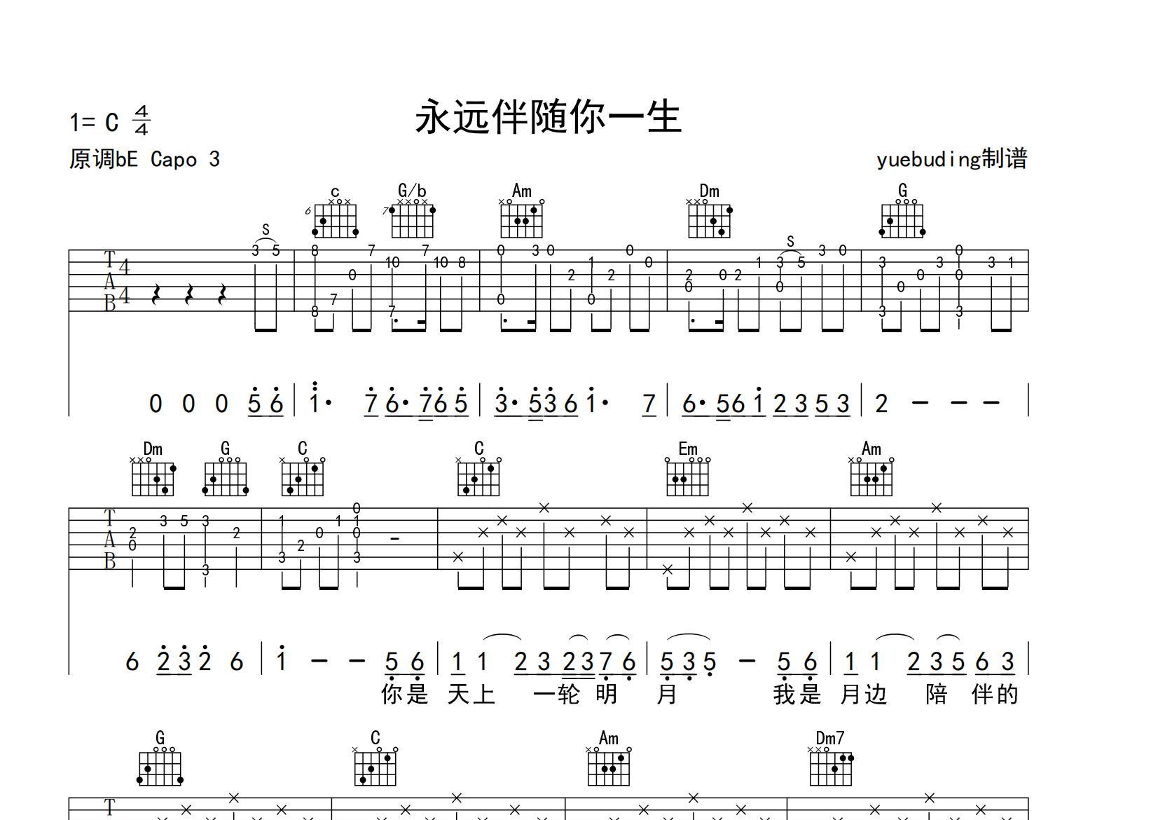 永远伴随你一生吉他谱