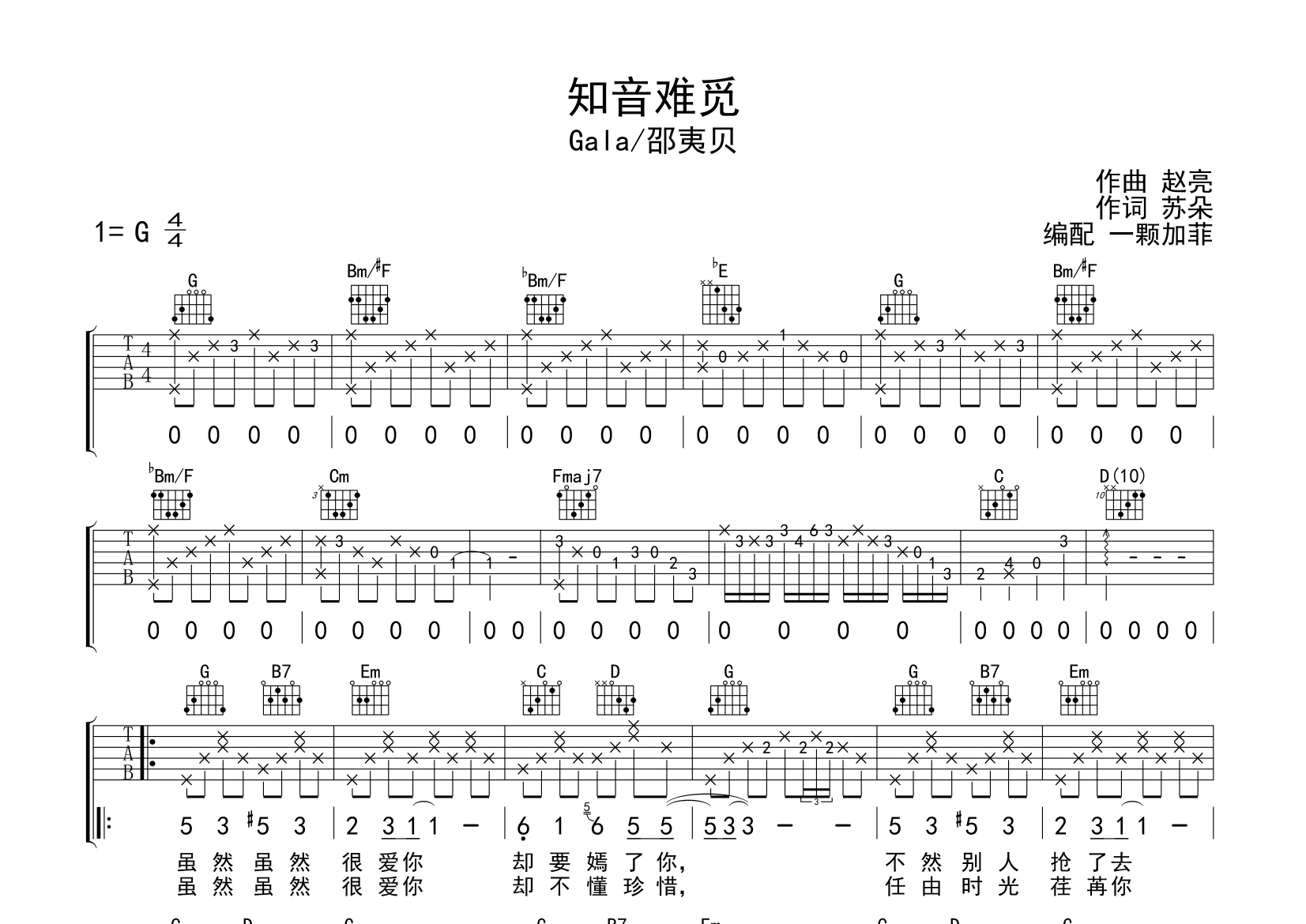 知音难觅吉他谱