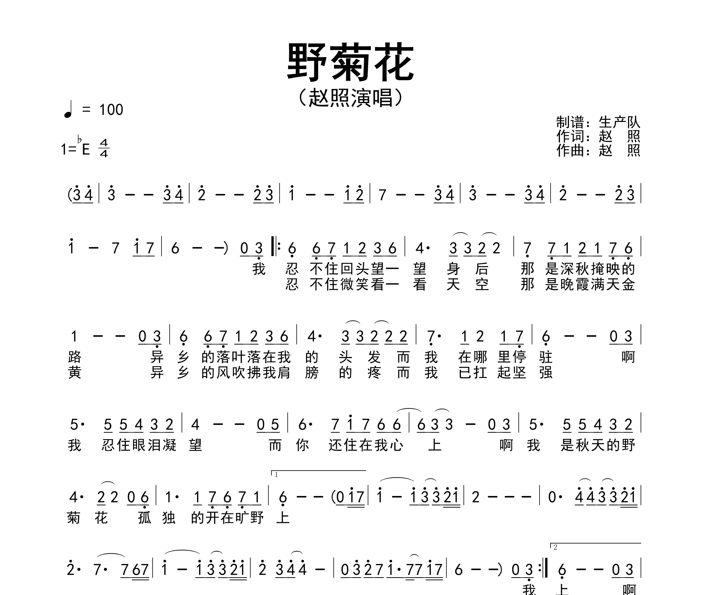 野菊花简谱