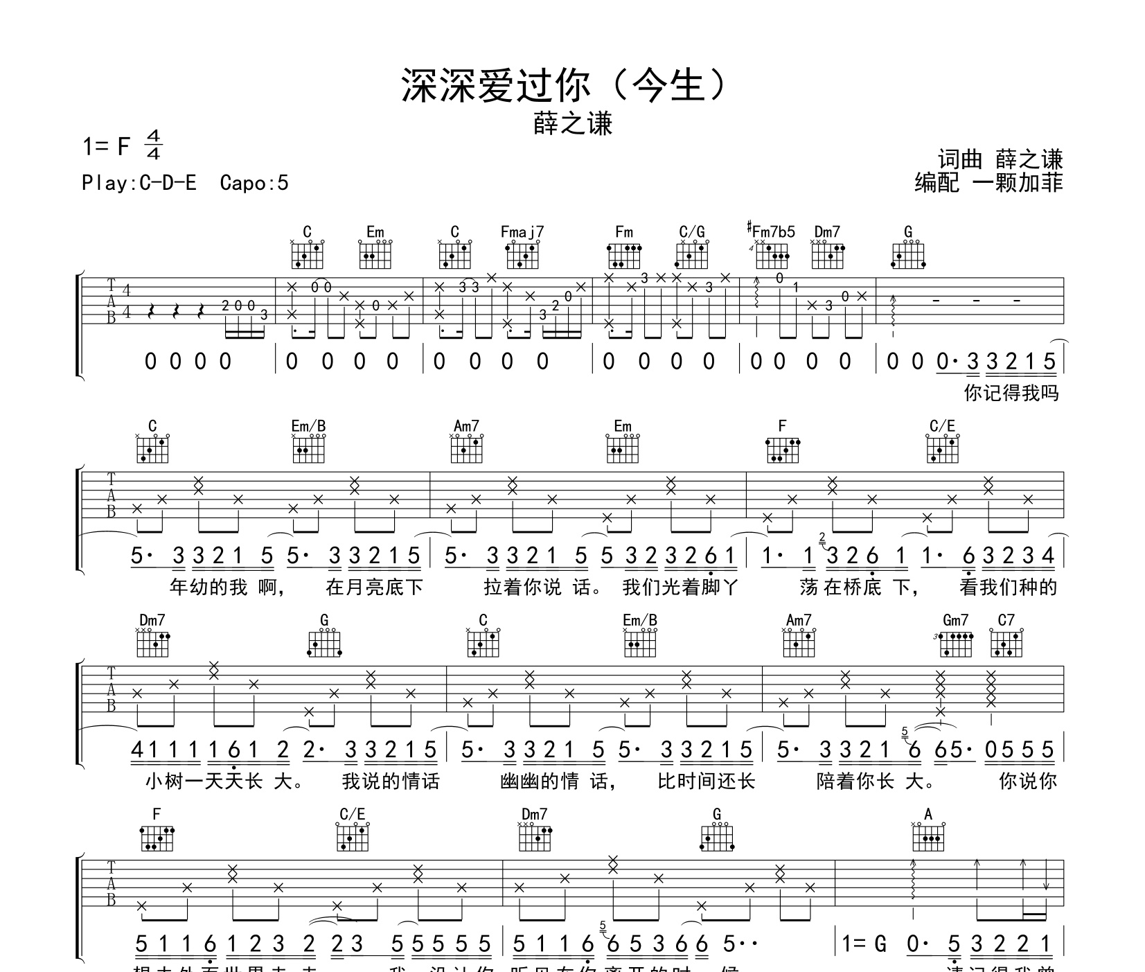 深深爱过你（今生）吉他谱