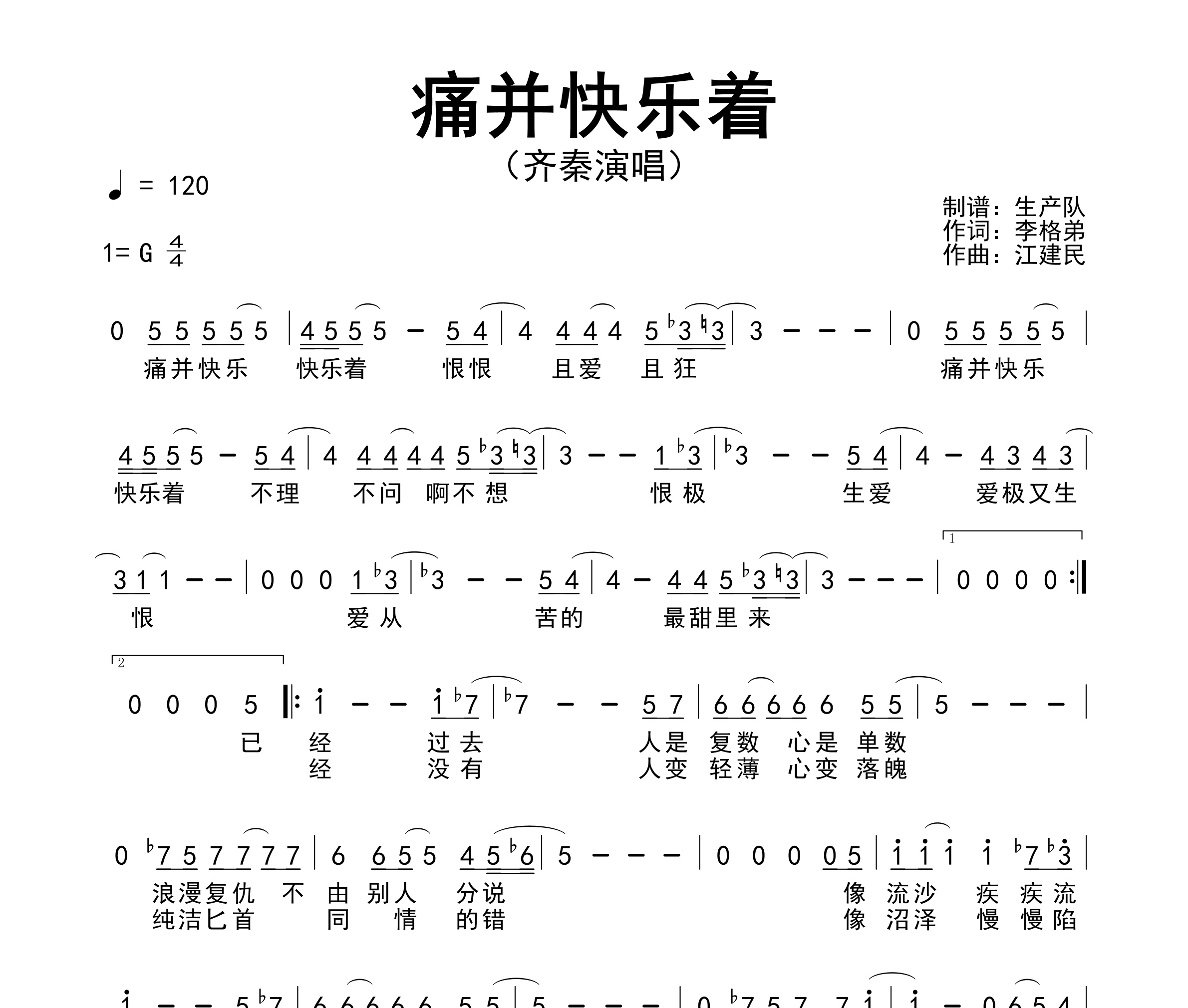 痛并快乐着简谱