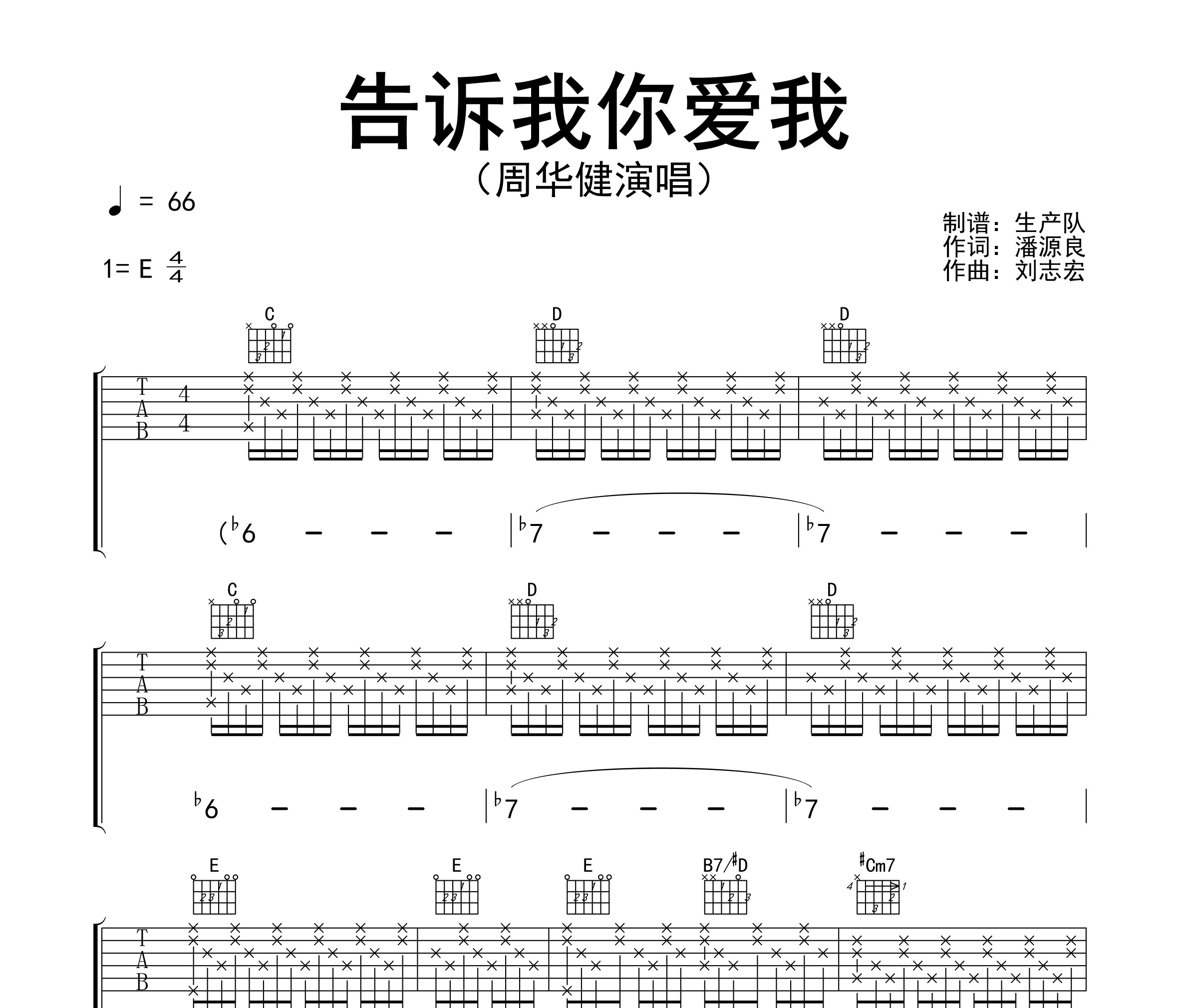 告诉我你爱我吉他谱