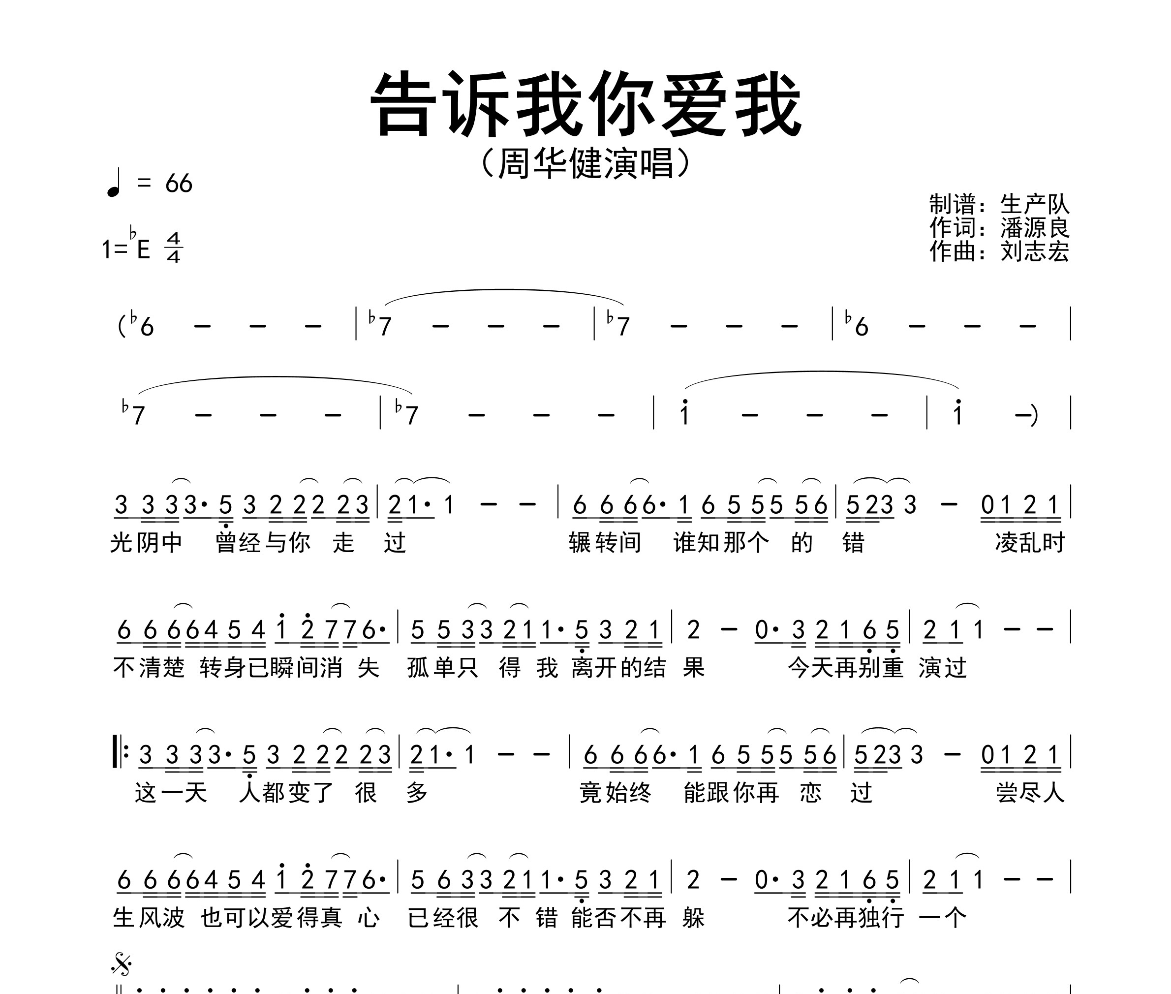 告诉我你爱我简谱